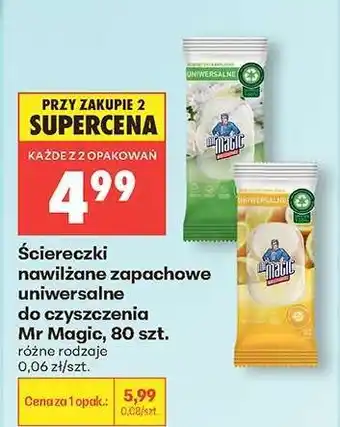 Biedronka Ściereczki nawilżane zapachowe uniwersalne do czyszczenia Mr Magic , 80 szt oferta