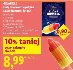 Lidl GELATELLI Lody owocowe na patyku Space Runners, 10-pak oferta