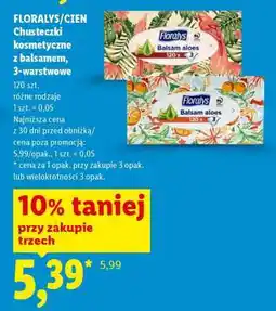 Lidl FLORALYS/CIEN Chusteczki kosmetyczne z balsamem, 3-warstwowe oferta