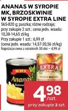 Ananas w syropie MK, brzoskwinie w syropie Extra Line