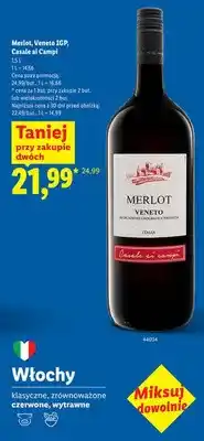Lidl Wino Merlot Veneto IGP Casale ai Campi czerwone wytrawne oferta