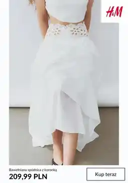H&M Bawełniana spódnica z koronką H&M oferta