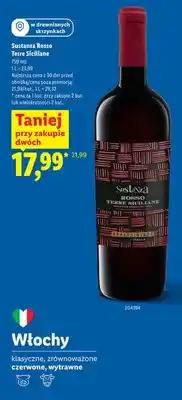 Lidl Wino Sustanza Rosso Terre Siciliane czerwone wytrawne w drewnianych skrzynkach oferta