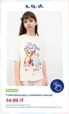 T-shirt dziewczęcy z nadrukiem zwierząt 5.10.15