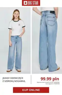 Big Star Jeansy dziewczęce z szeroką nogawką Big Star oferta