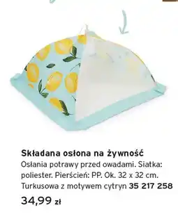 Tchibo Składana osłona na żywność turkusowa z motywem cytryn ok. 32x32cm oferta