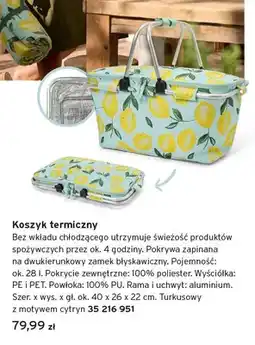 Tchibo Koszyk termiczny turkusowy z motywem cytryn ok. 40x26x22cm oferta