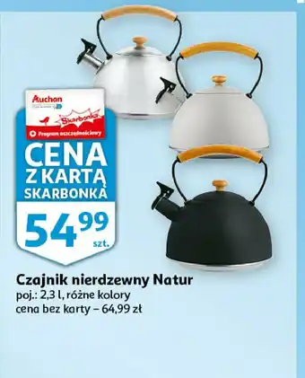 Auchan Czajnik nierdzewny natur 2.3 l 1 SZT oferta