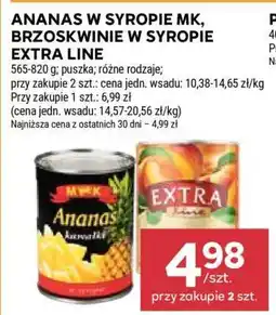 Stokrotka Market Ananas w syropie MK, Brzoskwinie w syropie Extra Line oferta