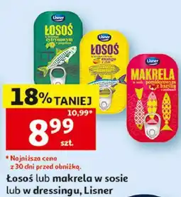 Auchan Łosoś lub makrela w sosie lub w dressingu, Lisner oferta