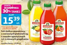 Auchan Andros Sok ananasowy, z czerwonych pomarańczy, z owoców egzotycznych lub z różowych grejpfrutów oferta