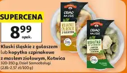 Auchan Kluski śląskie z gulaszem lub kopytka szpinakowe z masłem ziołowym, Kotwica oferta