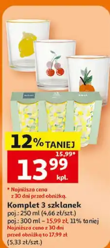 Auchan Komplet 3 szklanek oferta