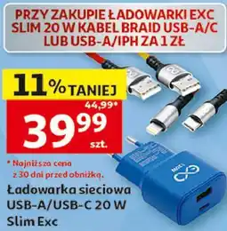 Auchan Ładowarka sieciowa USB-A/USB-C 20 W Slim Exc oferta