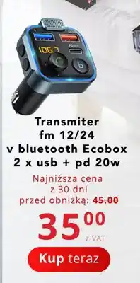 Poczta Polska Transmiter fm 12/24 v bluetooth Ecobox 2 x usb + pd 20w oferta