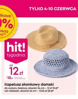 Pepco Kapelusz słomkowy damski beżowy obwód 54cm oferta
