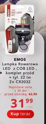 Poczta Polska Lampka rowerowa LED z COB LED EMOS komplet przód + tył 22lm 2x CR2032 oferta