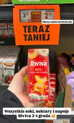 Biedronka Napój jabłko-brzoskwinia Riviva 4-pak oferta