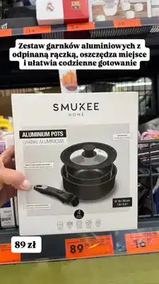 Biedronka Zestaw garnków aluminiowych z odpinaną rączką SMUKEE HOME 4 elementy oferta