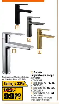 OBI Bateria umywalkowa Kappa kolor chrom oferta