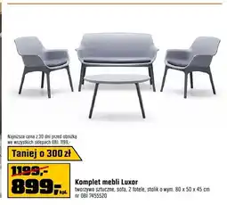 OBI Komplet mebli Luxor tworzywo sztuczne, sofa, 2 fotele, stolik o wym. 80x50x45cm oferta