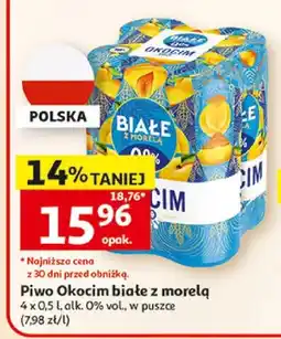 Auchan Piwo bezalkoholowe Okocim białe z morelą 4-pak oferta