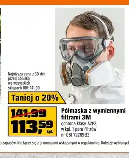 OBI Półmaska z wymiennymi filtrami 3m ochrona klasy A2P2 oferta