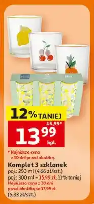 Auchan Komplet 3 szklanek poj oferta