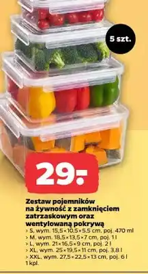 Netto Zestaw pojemników na żywność z zamknięciem zatrzaskowym oraz wentylowaną pokrywą 5szt oferta