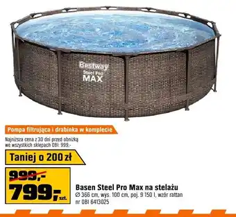Basen Steel Pro Max na stelażu 366cm wys. 100cm wzór rattan