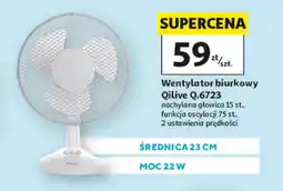 Auchan Wentylator biurkowy Qilive Q.6723 23cm 22W oferta