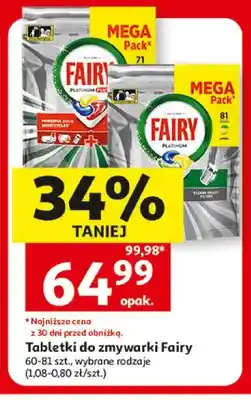 Auchan Tabletki do zmywarki Fairy Platinum Plus MEGA Pack oferta