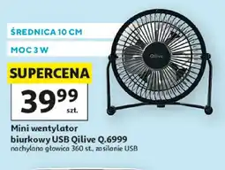 Auchan Mini wentylator biurkowy USB Qilive Q.6999 10cm 3W oferta
