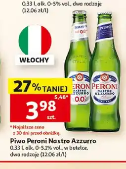 Auchan Piwo bezalkoholowe Peroni Nastro Azzurro 0.0% oferta