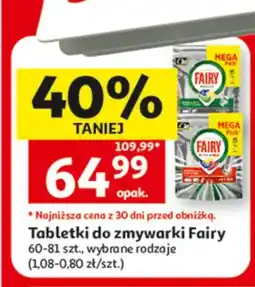 Auchan Tabletki do zmywarki Fairy 60-81szt oferta