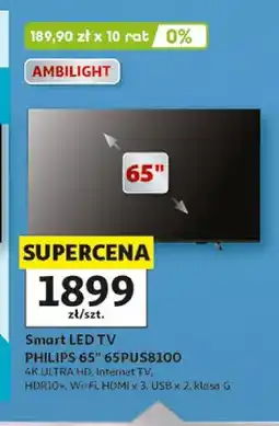 Auchan Smart LED TV PHILIPS 65 65PUS8100 4K ULTRA HD Internet TV HDR10+ Wi-Fi HDMI x 3 USB x 2 klasa G oferta