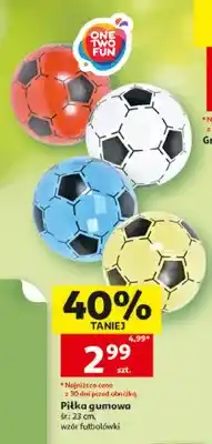Auchan Piłka gumowa ONE TWO FUN śr. 23cm wzór futbolówki oferta