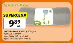 Auchan Koc polarowy szary 150g/m2 wym.: 125x150cm oferta