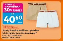 Auchan Szorty damskie twillowe z paskiem Inextenso oferta