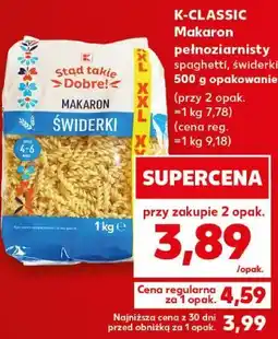 Kaufland K-CLASSIC Makaron pełnoziarnisty spaghetti, świderki oferta