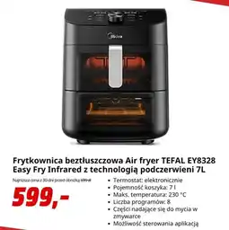 Media Markt Frytkownica beztłuszczowa Air fryer TEFAL EY8328 Easy Fry Infrared z technologią podczerwieni oferta
