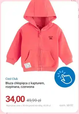 Smyk Bluza chłopięca z kapturem rozpinana czerwona Cool Club oferta