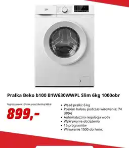 Media Markt Pralka Beko b100 B1W630WWPL Slim oferta