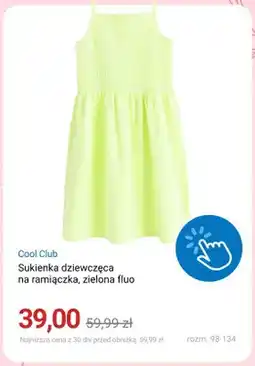 Smyk Sukienka dziewczęca na ramiączka zielona fluo Cool Club oferta
