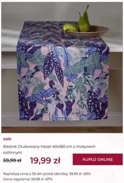Home&You Bieżnik Drukowany Hazel 40x180 cm z motywem roślinnym oferta