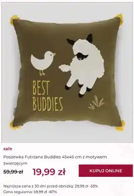 Poszewka Futrzana Buddies 45x45 cm z motywem zwierzęcym