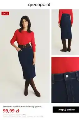 Greenpoint Jeansowa spódnica midi ciemny granat Greenpoint oferta