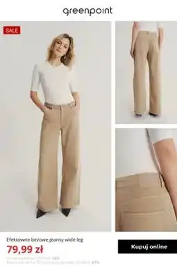 Greenpoint Efektowne beżowe jeansy wide leg Greenpoint oferta