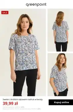 Greenpoint Sweter z krótkim rękawem nadruk w kwiaty Greenpoint oferta