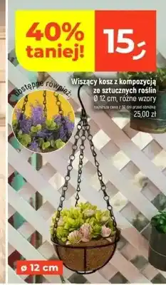 Dealz Wiszący kosz z kompozycją ze sztucznych roślin Ø 12 cm oferta
